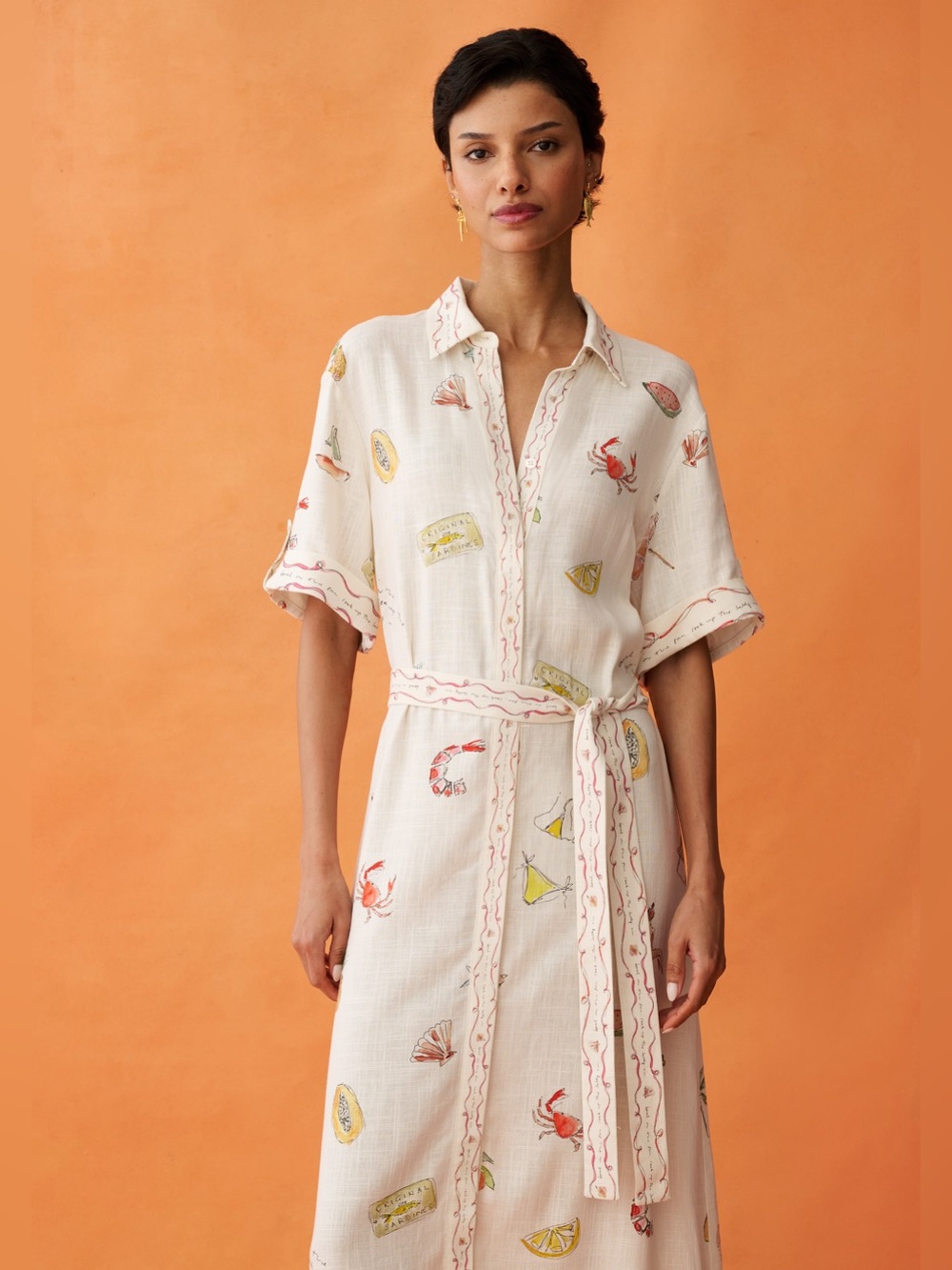 NWT Anaya Arlo Dress size Small S linen Bondi Beach Few Moda button down belt - Picture 4 of 7